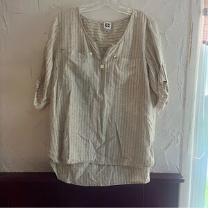 Anne Klein Beige and White Striped Top